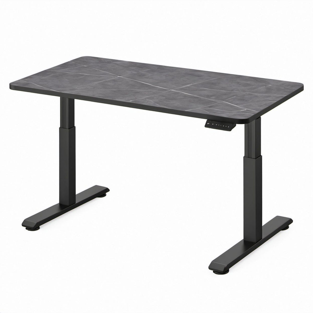 Elektrycznie regulowane biurko 140 x 70 cm, wysokość 72–120 cm, antracytowo-czarne