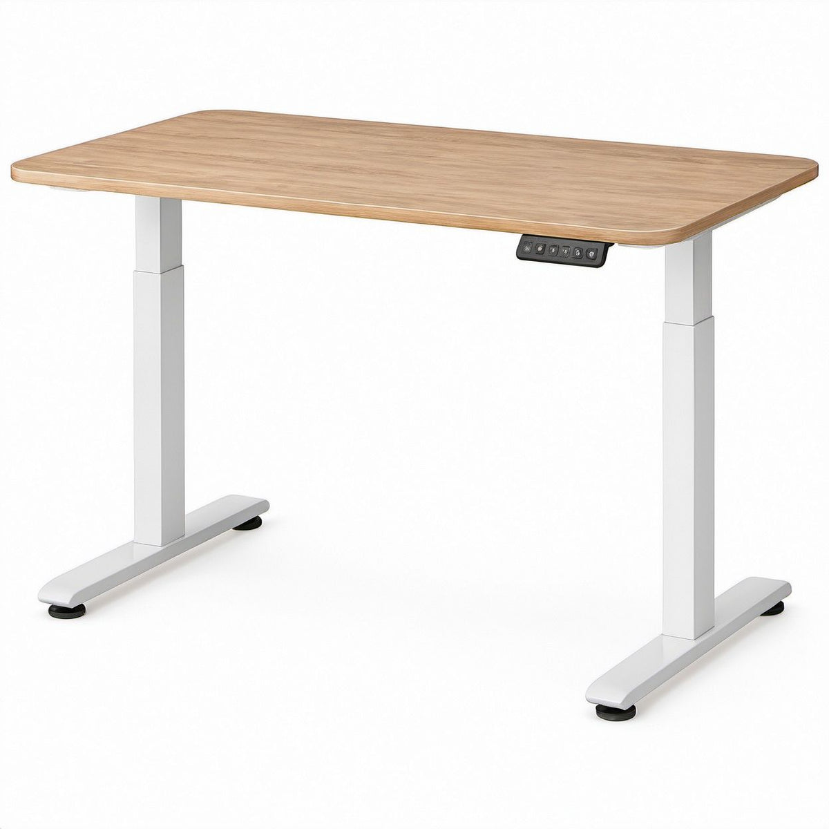 Elektrycznie regulowane biurko 120 x 60 cm, wysokość 72–118 cm, dąb jasny/biały