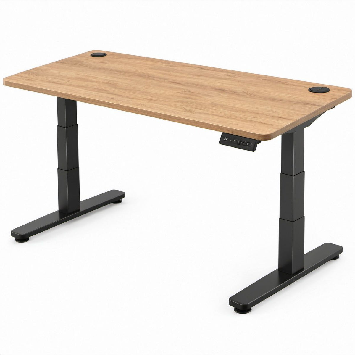 Elektrycznie regulowane biurko prostokątne 140 x 70 cm, wysokość 72–120 cm, dąb naturalny/czarny