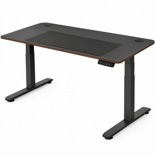 Elektrycznie regulowane biurko 120 x 60 cm, wysokość 72–118 cm, ciemnobrązowo-czarne