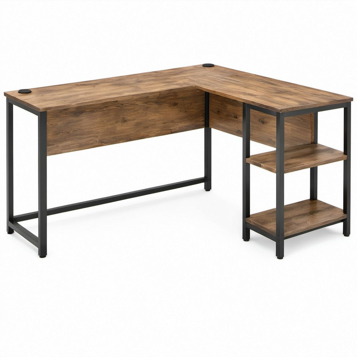 Biurko narożne w kształcie litery L 140 x 120 x 75 cm, brązowo-czarne