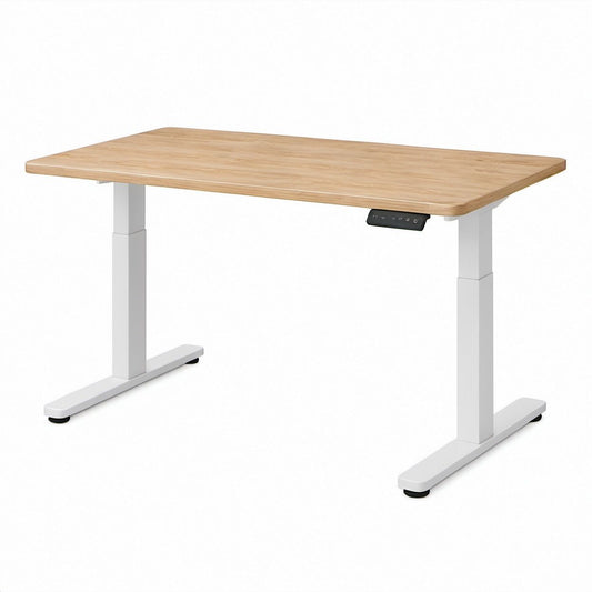 Elektrycznie regulowane biurko 120 x 60 cm, wysokość 72–118 cm, jasny dąb/biały